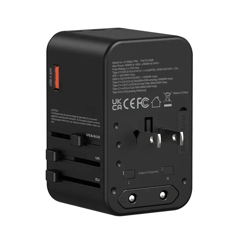 Xpower 100W Gan 5 Output Travel Adapter - Black - Tashqila Xpower 100W Gan 5 Output Travel Adapter - Black - Tashqila